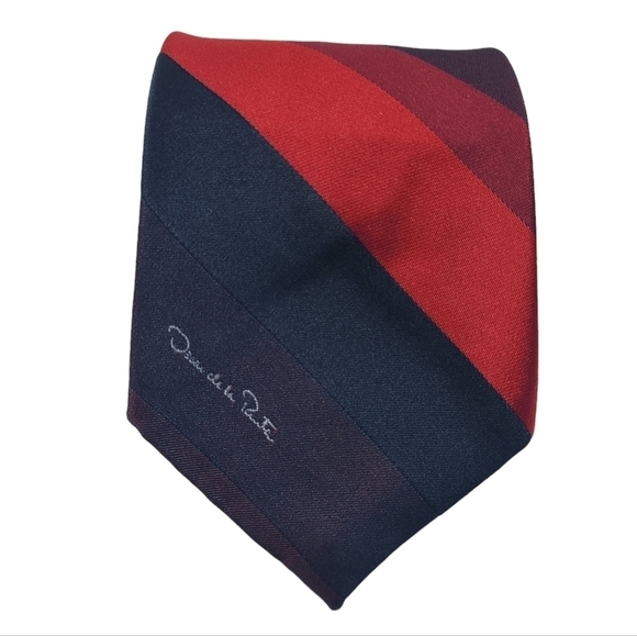 Oscar de la Renta | Men's Red and Blue Ombre Diagonal Striped Tie (One Size) - Picture 1 of 13